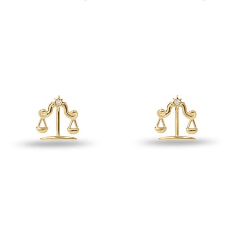 Libra Zodiac Stud Earrings