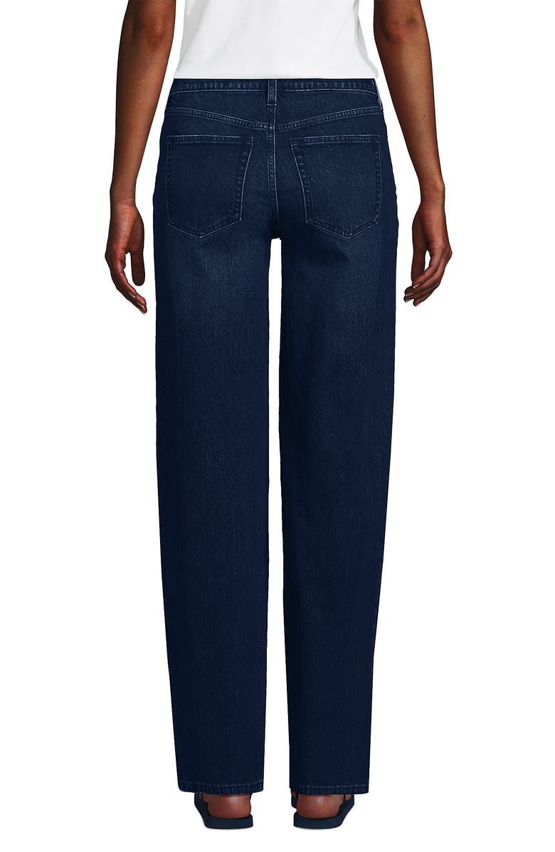 Lands' End Petite Soft Denim Mid Rise Relaxed Straight Leg Jeans, Alternate, color, Dark Indigo Blue Wash