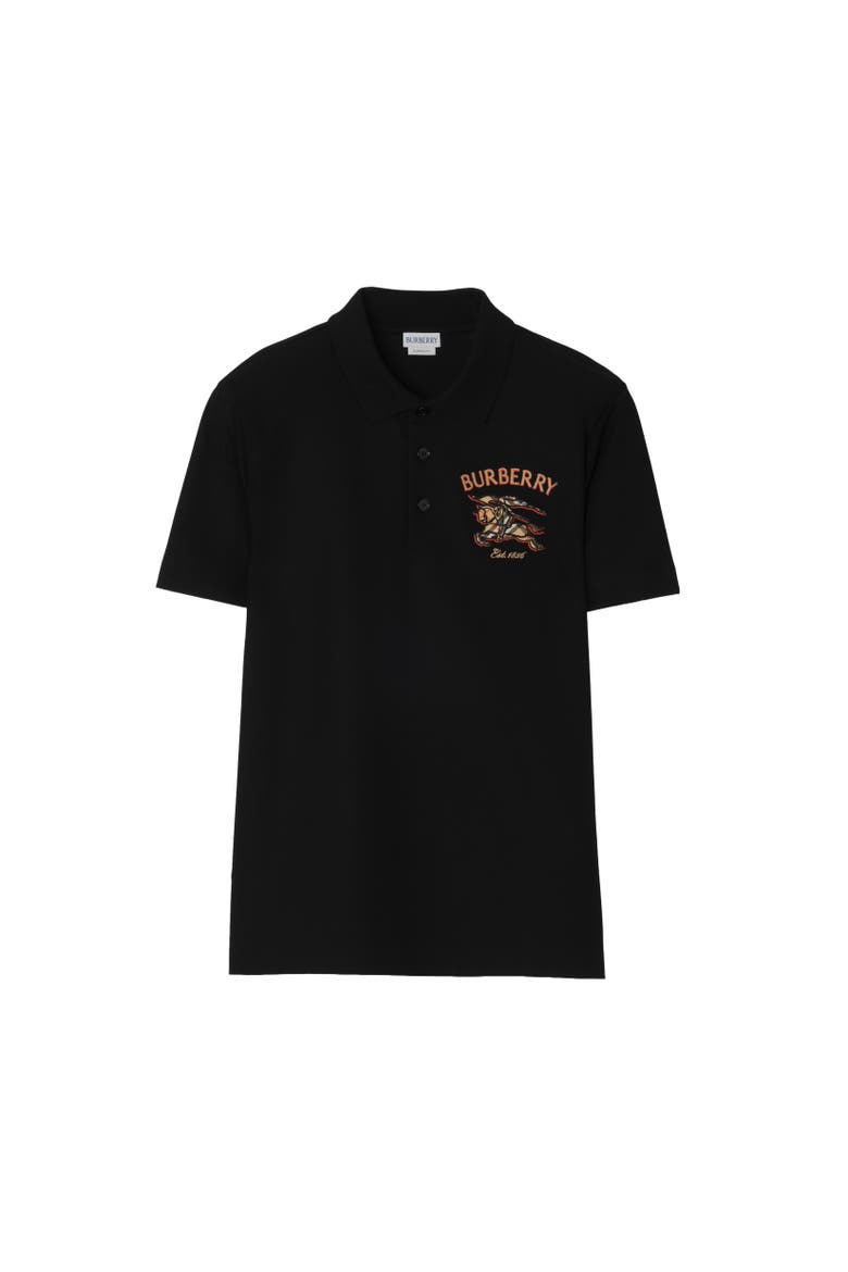 Knight Check Cotton Polo Shirt, Alternate, color, Black