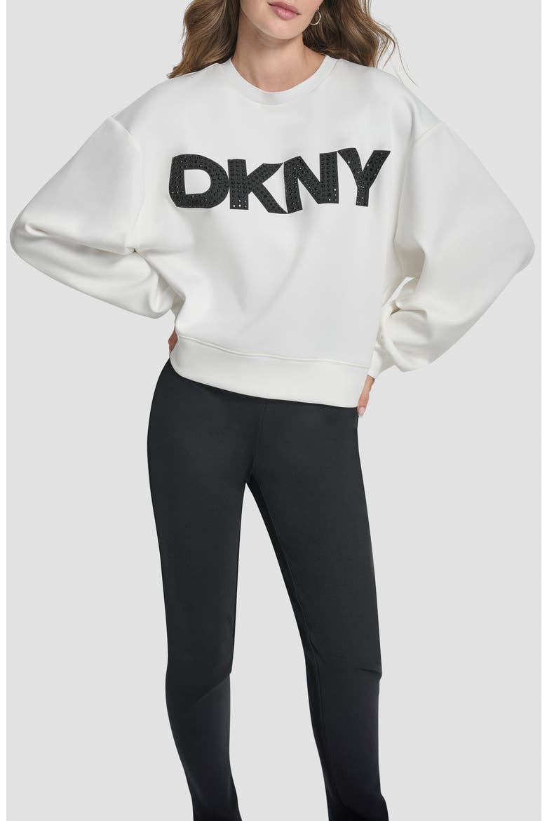 Embellished Logo Scuba Sweatshirt, Main, color, IVORY
