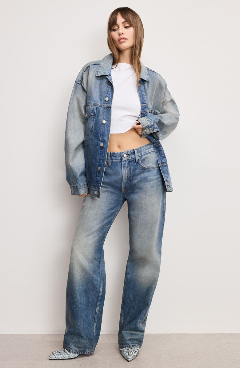 Good American Coated Oversize Denim Jacket, Alternate, color, Indigo927