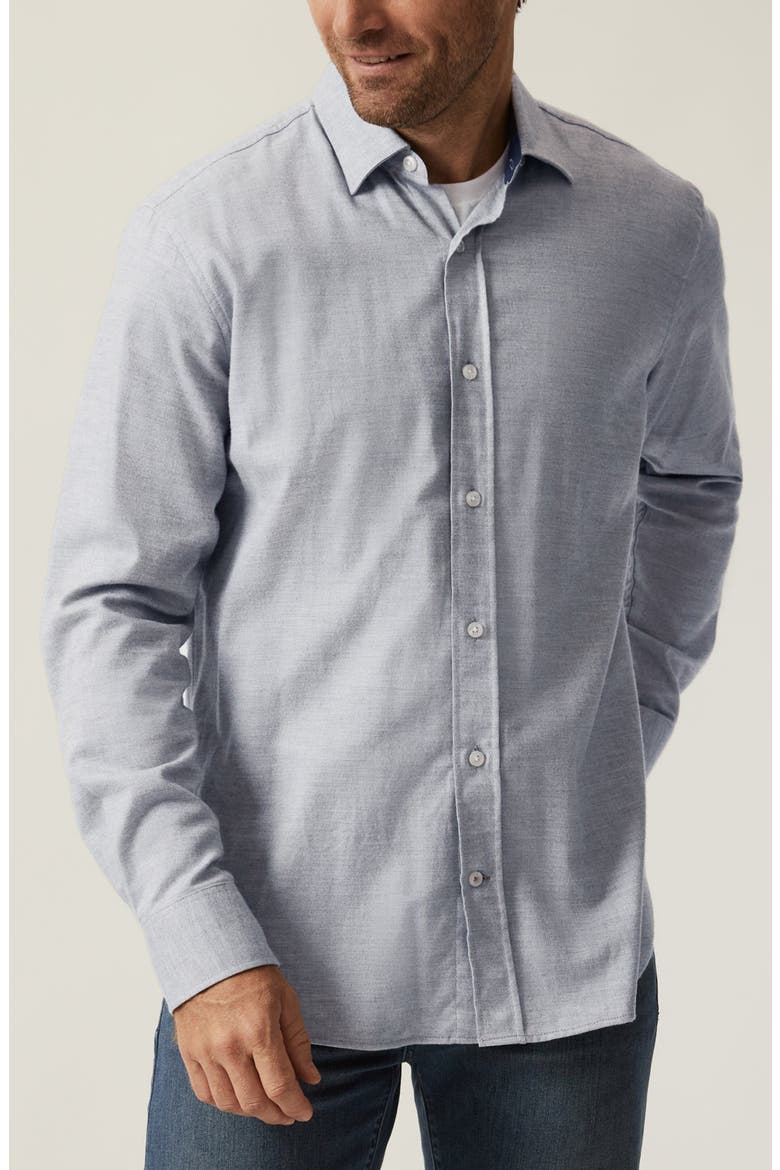 Feather Twill Button-Up Shirt, Main, color, GREY MELANGE