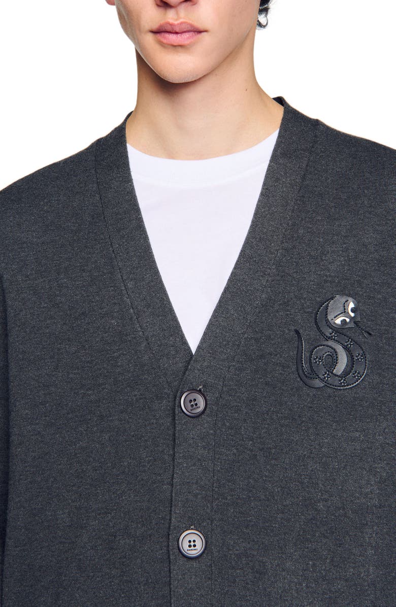SANDRO Cardigan with snake detail, Alternate, color, 