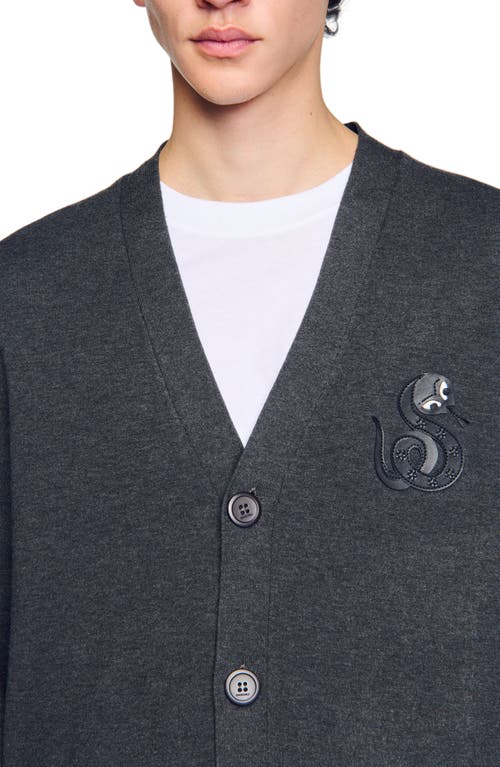 Sandro Cardigan With Snake Detail In Lime