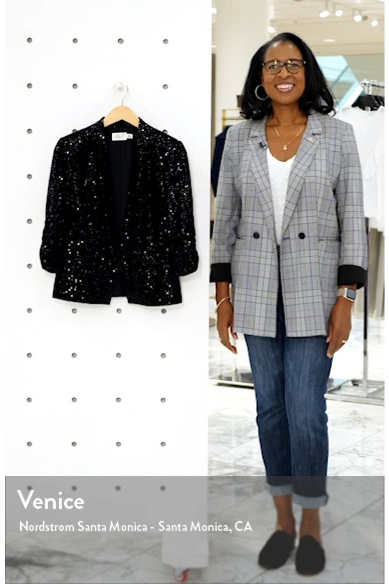 Sequin Ruched Sleeve Blazer video