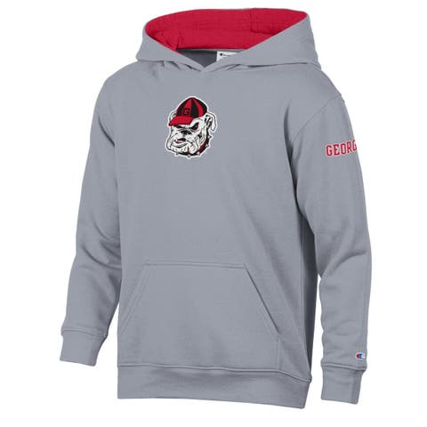 Youth Champion  Heather Gray/Red Georgia Bulldogs Volume Fleece Hoodie