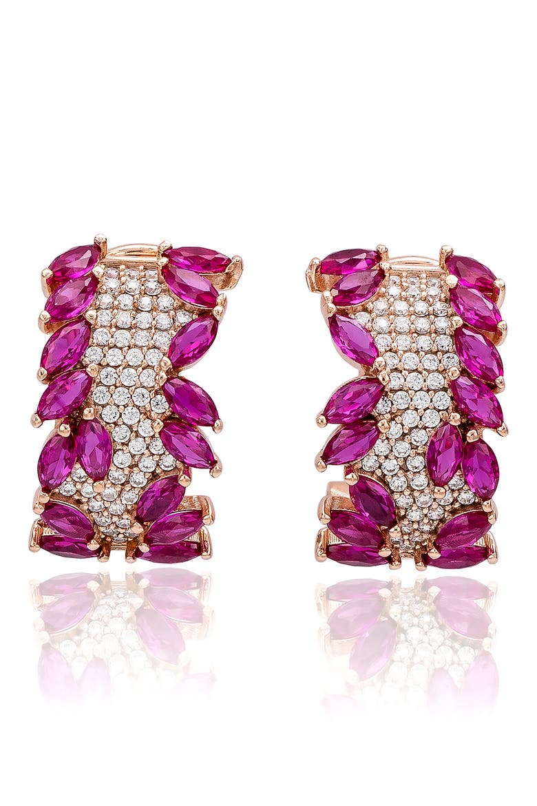 Cubic Zirconia Huggie Hoop Earrings, Main, color, RED
