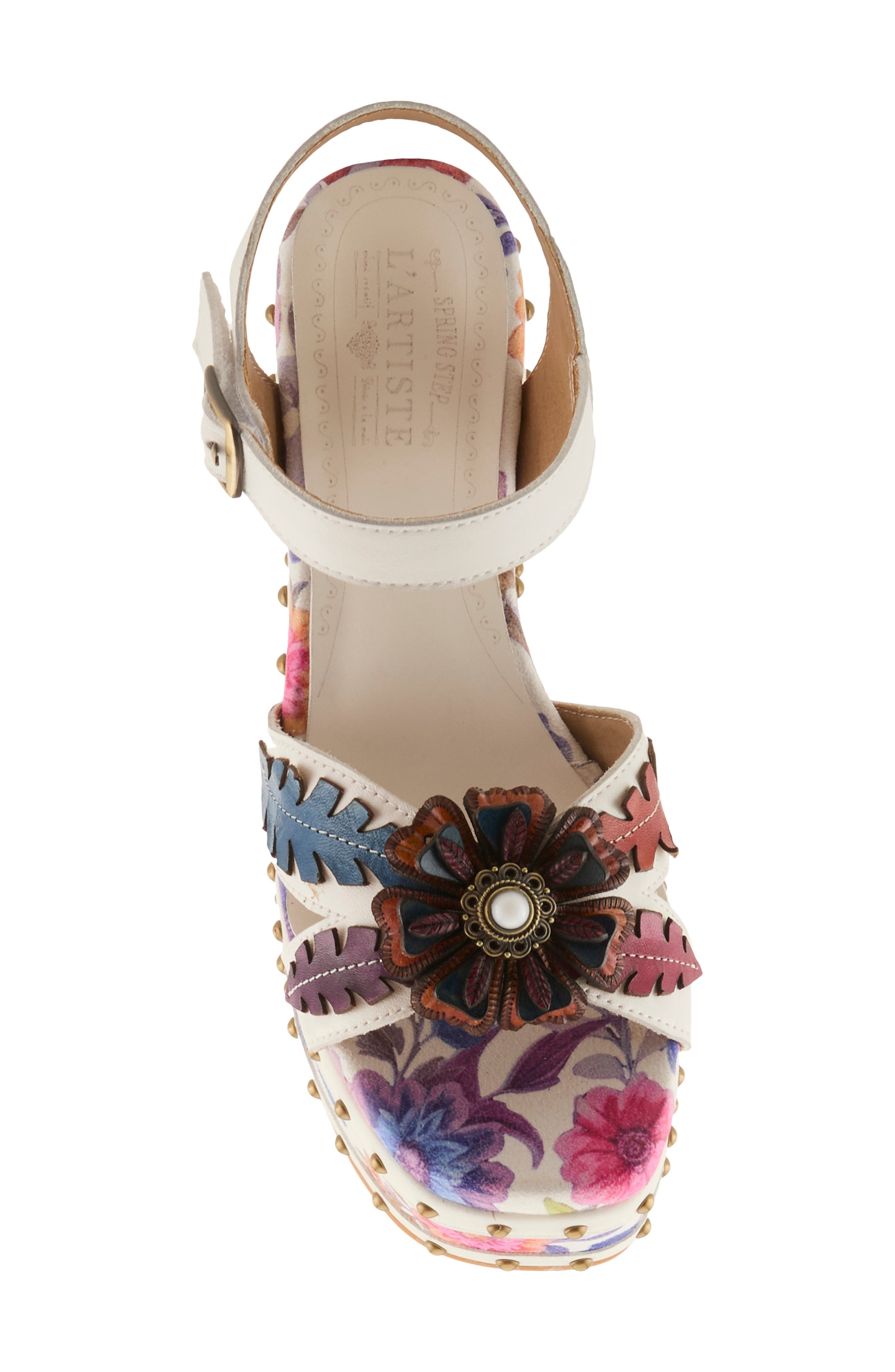 L'Artiste by Spring Step Deckedout Ankle Strap Platform Sandal, Alternate, color, White Multi
