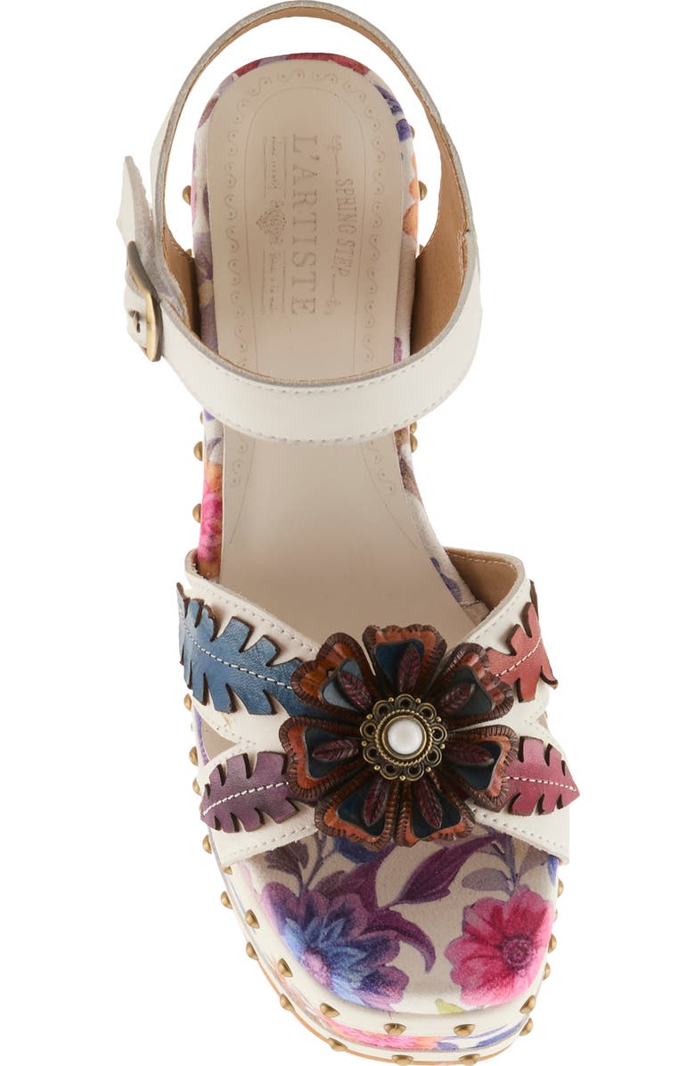 L'Artiste by Spring Step Deckedout Ankle Strap Platform Sandal, Alternate, color, White Multi