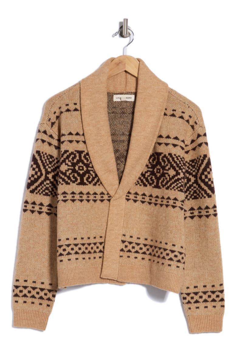 Pattern Shawl Collar Cardigan, Main, color, PRALINE