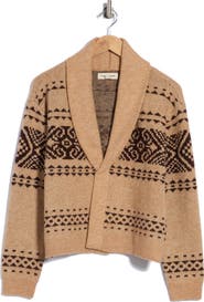 Lucky Brand Pattern Shawl Collar Cardigan