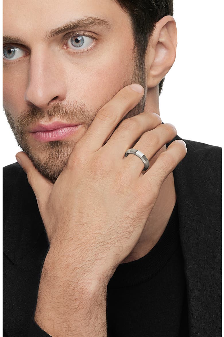 Men's Faceted Band Ring in 18K White Gold, Alternate, color, WHITE GOLD