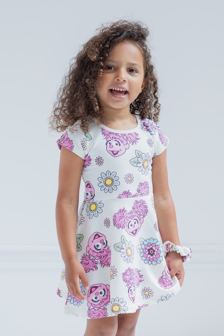 2-Piece Skater Dress and Scrunchie Set, Alternate, color, Abby Cadabby Cream