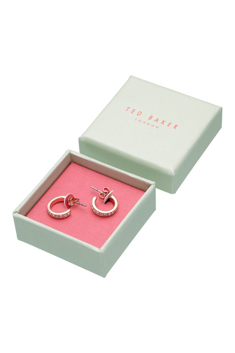 Seenita Nano Huggie Hoop Earrings, Alternate, color, ROSE GOLD TONE CLEAR CRYSTAL