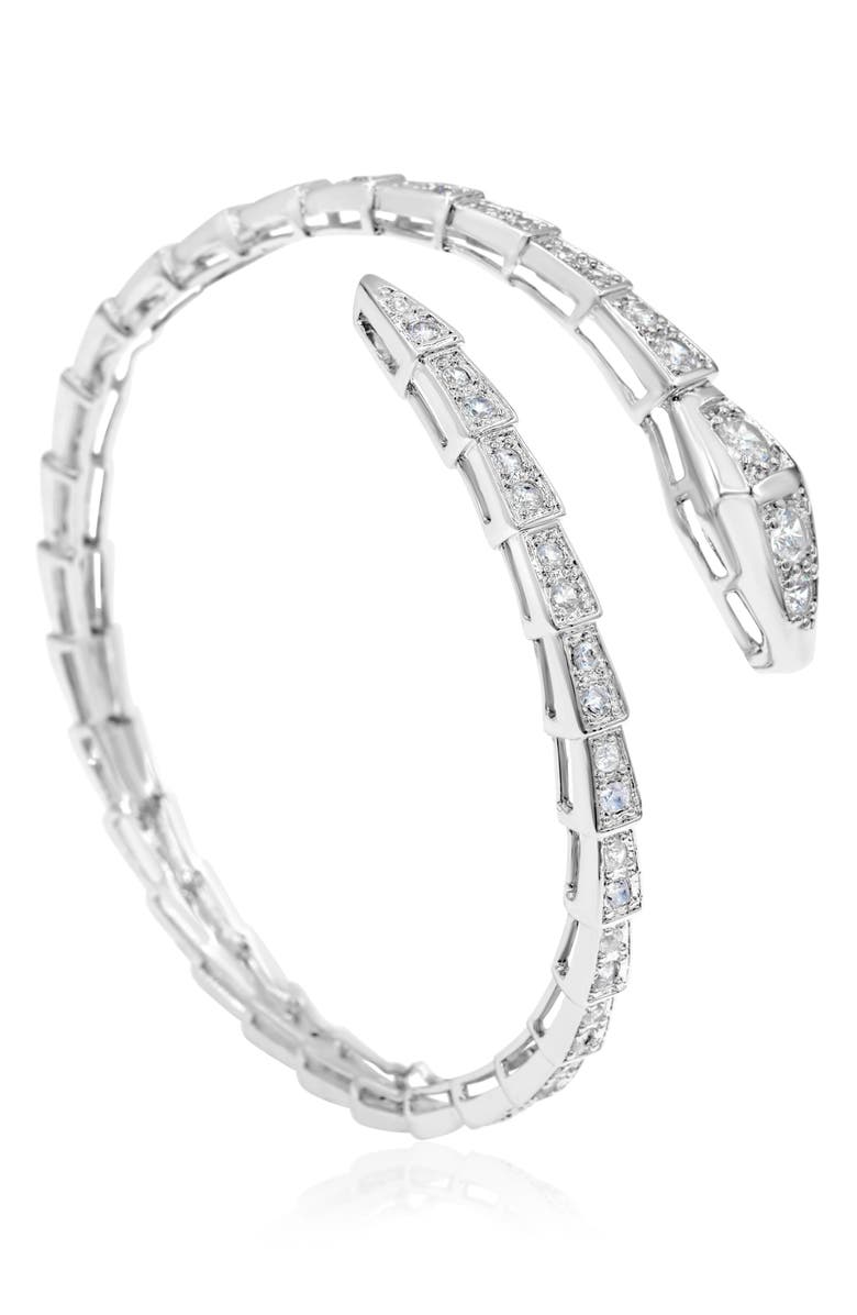 SHYMI Pavé Snake Bypass Bracelet, Alternate, color, Silver