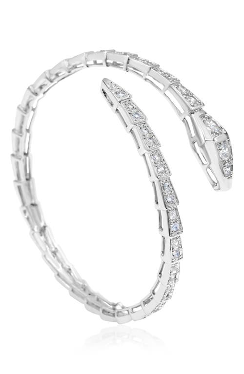 Shymi Pavé Snake Bypass Bracelet In Silver