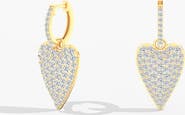 Everlee Domed Pavé Heart Lab Diamond Dangle Earrings in 14K Gold