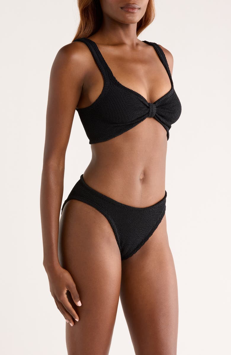 Hunza G Bonnie Crinkle Twist Two-Piece Swimsuit, Alternate, color, Black