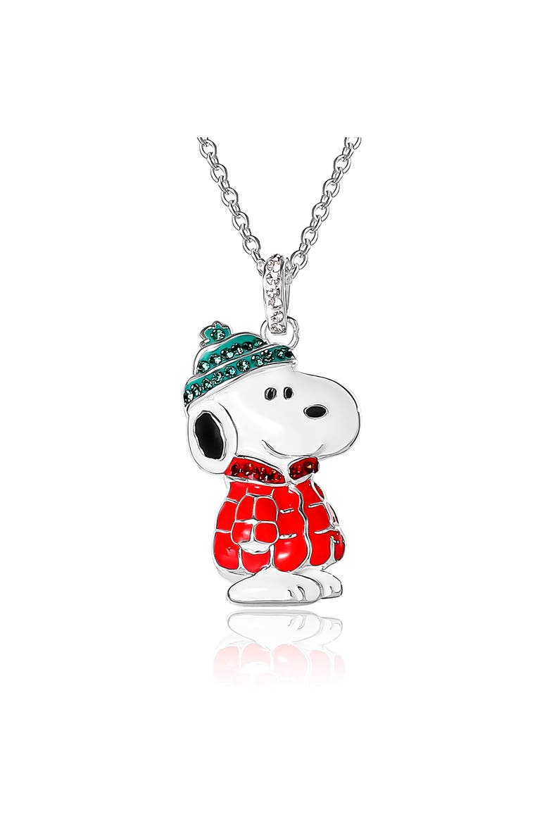 Snoopy Puffer Jacket Pendant, Main, color, Silver, white, red