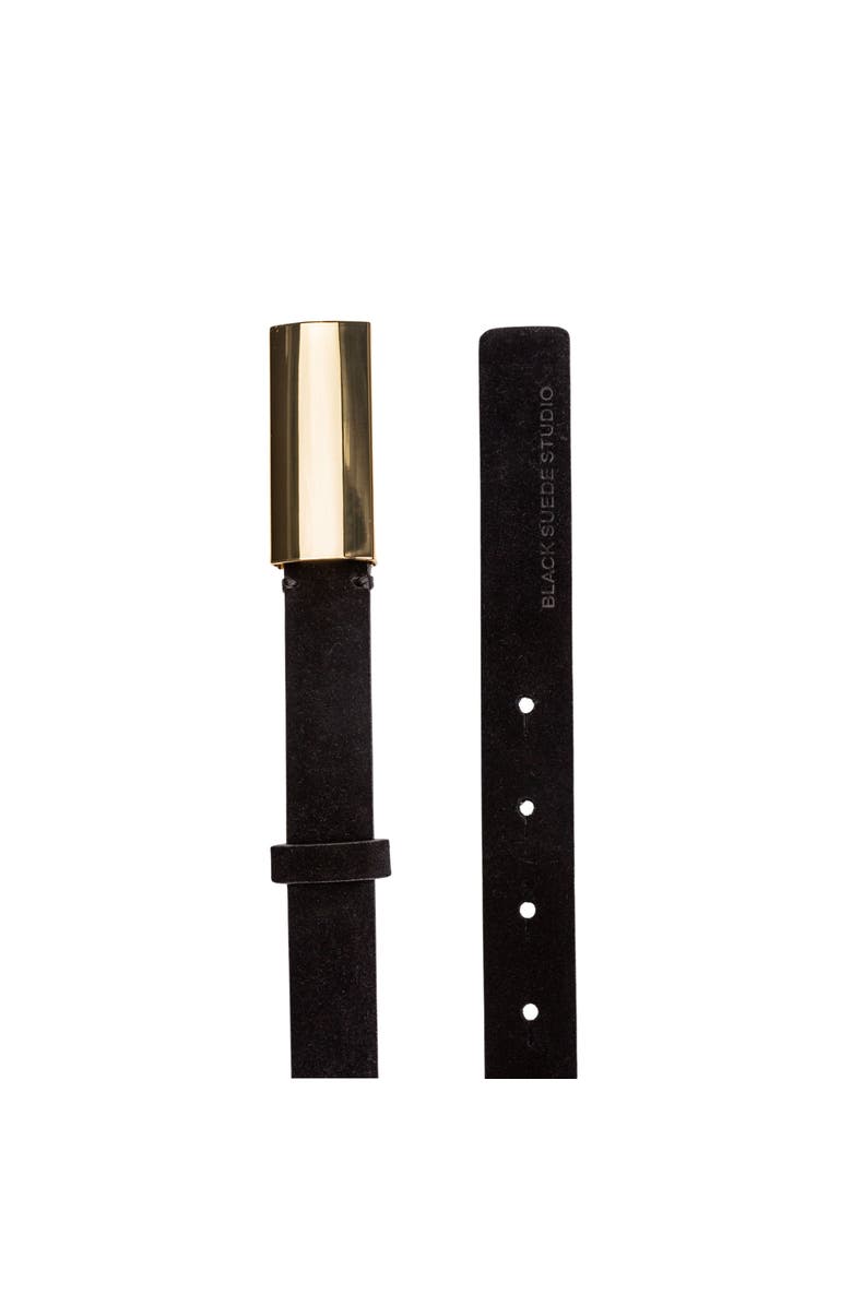 BLACK SUEDE STUDIO City Belt, Alternate, color, Black Suede / Gold