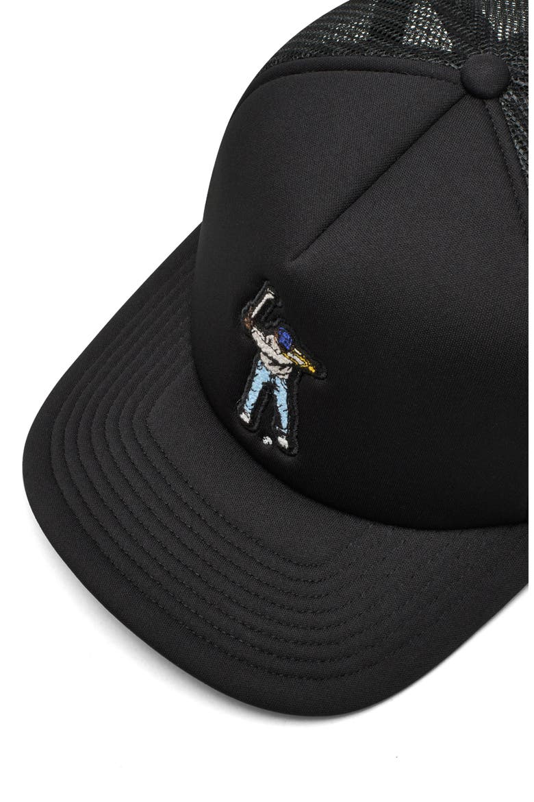 Golf Trucker Hat, Alternate, color, BLACK