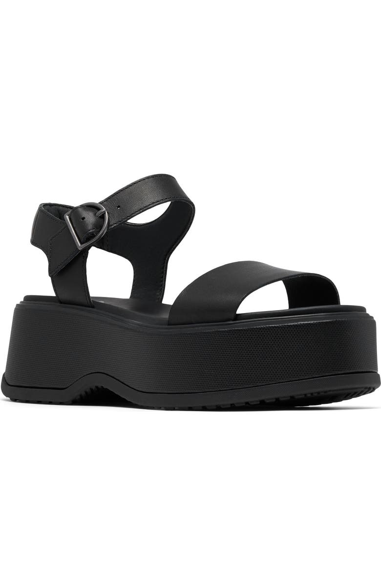 SOREL Dayspring Platform Sandal, Main, color, Black/ Black