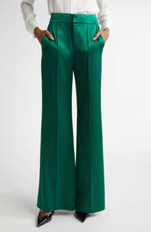 Alice + Olivia Dylan Piped Satin Wide Leg Pants