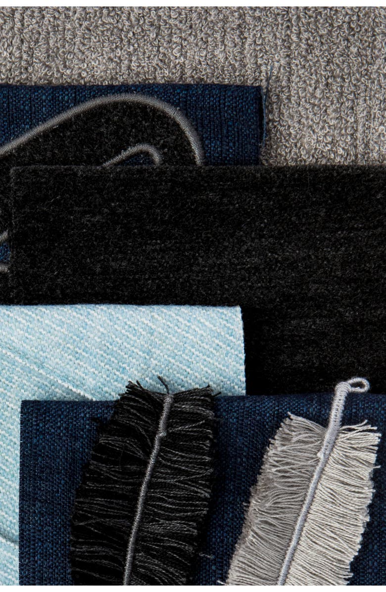 Elaine Smith Black Beauty Handmade Velvet Embroidered Applique Indoor & Outdoor Accent Pillow, Alternate, color, Denim