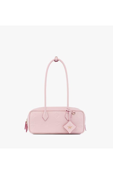 Aren East West Shoulder Bag in Maxi Monogram Leather