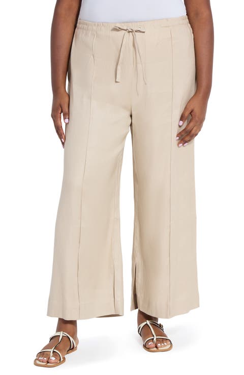 Nixie Linen Blend Wide Leg Pants (Plus)