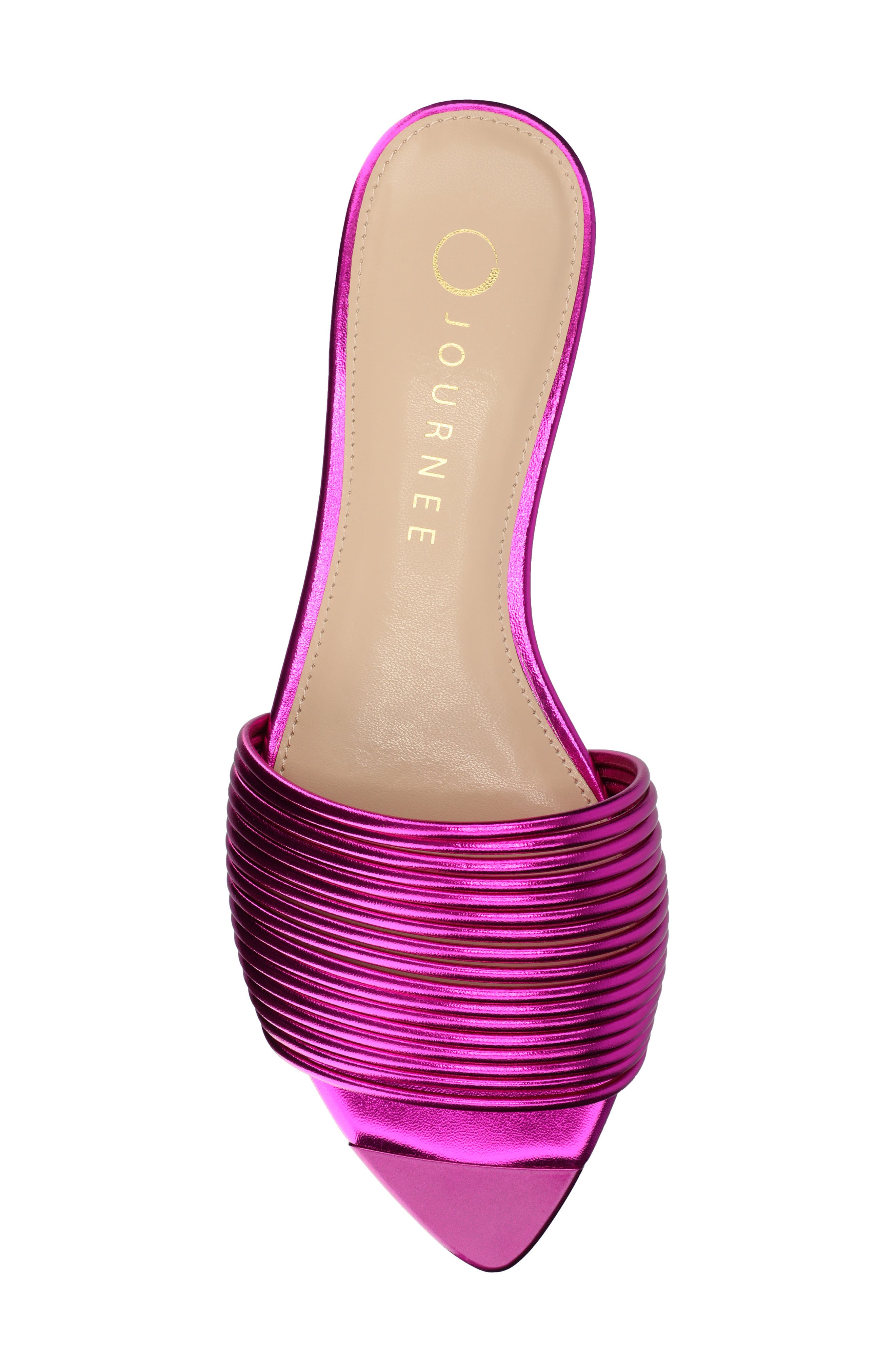 Feather Faux Leather Slide Sandal, Alternate, color, PINK