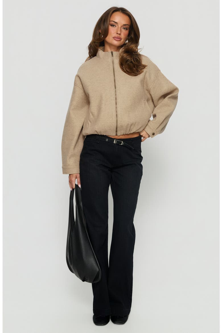 Chayden Cropped Bomber Jacket, Alternate, color, BEIGE