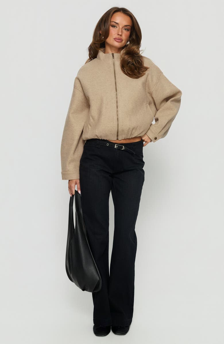 Princess Polly Chayden Cropped Bomber Jacket, Alternate, color, Beige