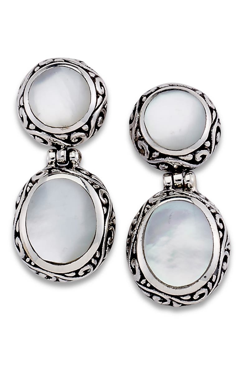 Stone Drop Earrings, Main, color, WHITE