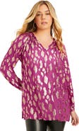 June + Vie Metallic Print Blouse