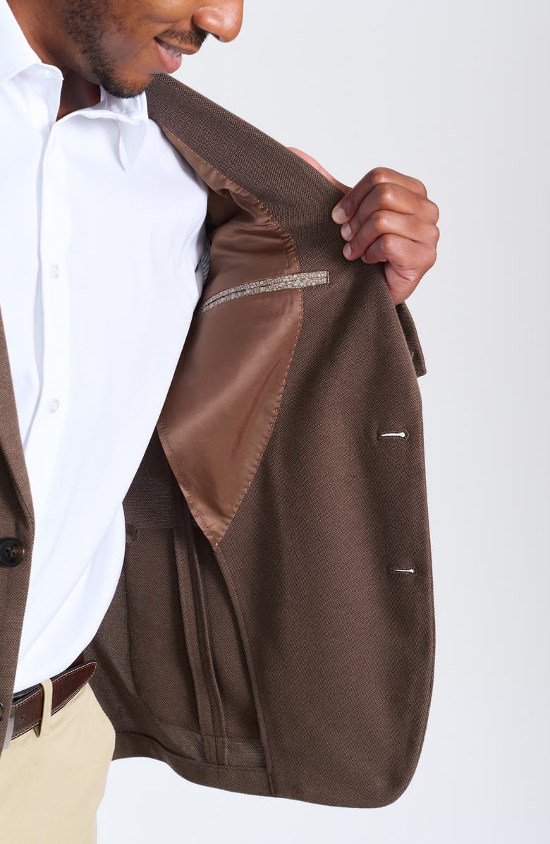 SAVILE ROW CO Brown Piqué Knit Sport Coat, Alternate, color, Brown