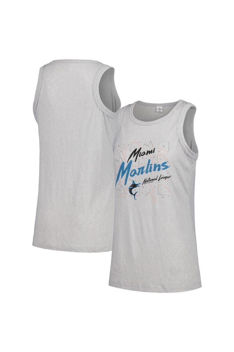 Women's Soft as a Grape Gray Miami Marlins Gauze High Neck Tank Top, Main, color, Gray