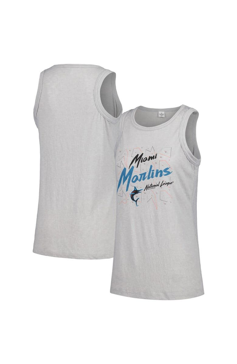 SOFT AS A GRAPE Women's Soft as a Grape Gray Miami Marlins Gauze High Neck Tank Top, Main, color, Gray