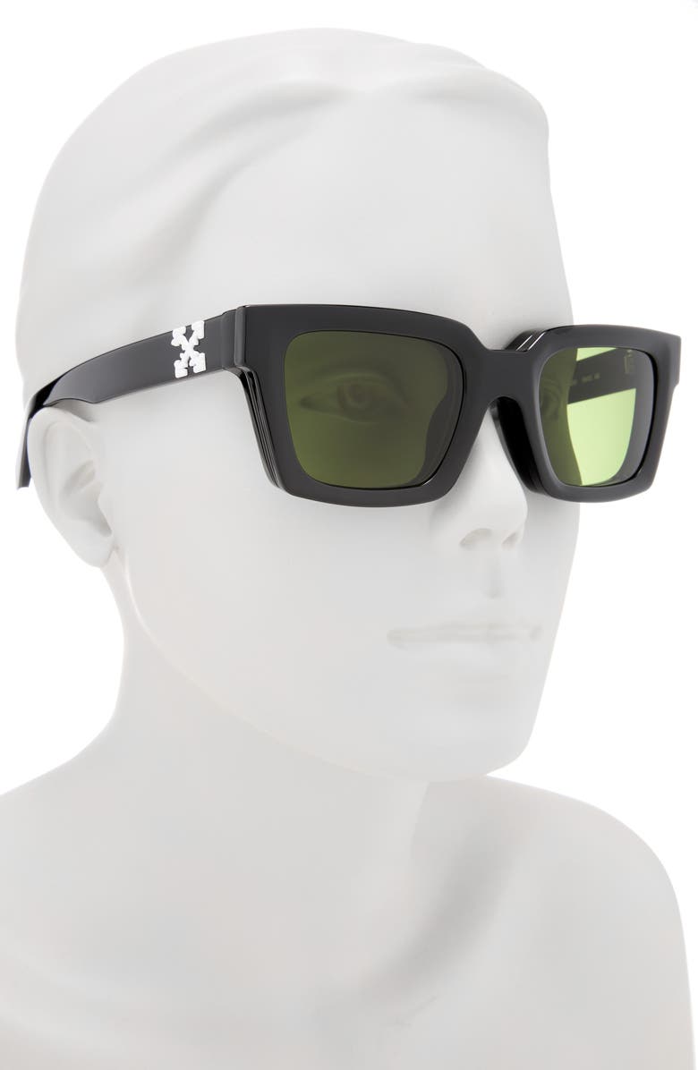 Off-White Clip On 50mm Square Sunglasses, Alternate, color, Black Green