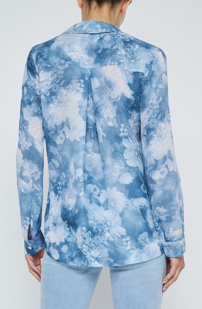 L'AGENCE Nina Floral Print Silk Button-Up Shirt, Alternate, color,