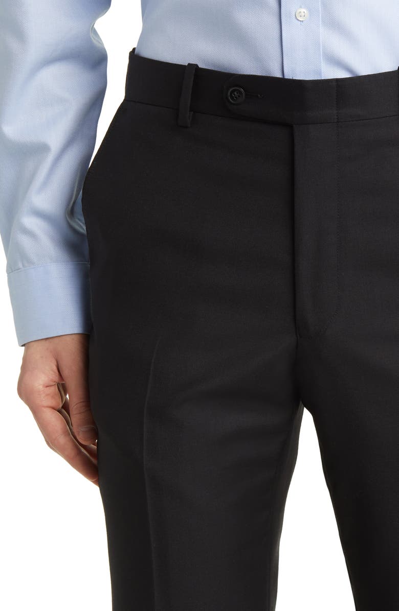 Peter Millar Harker Flat Front Wool Dress Pants, Alternate, color, Black