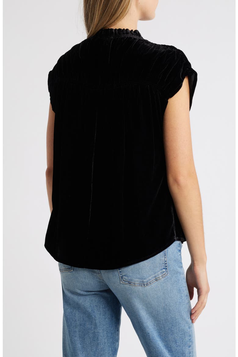 Extended Sleeve Velvet Top, Alternate, color, BLACK