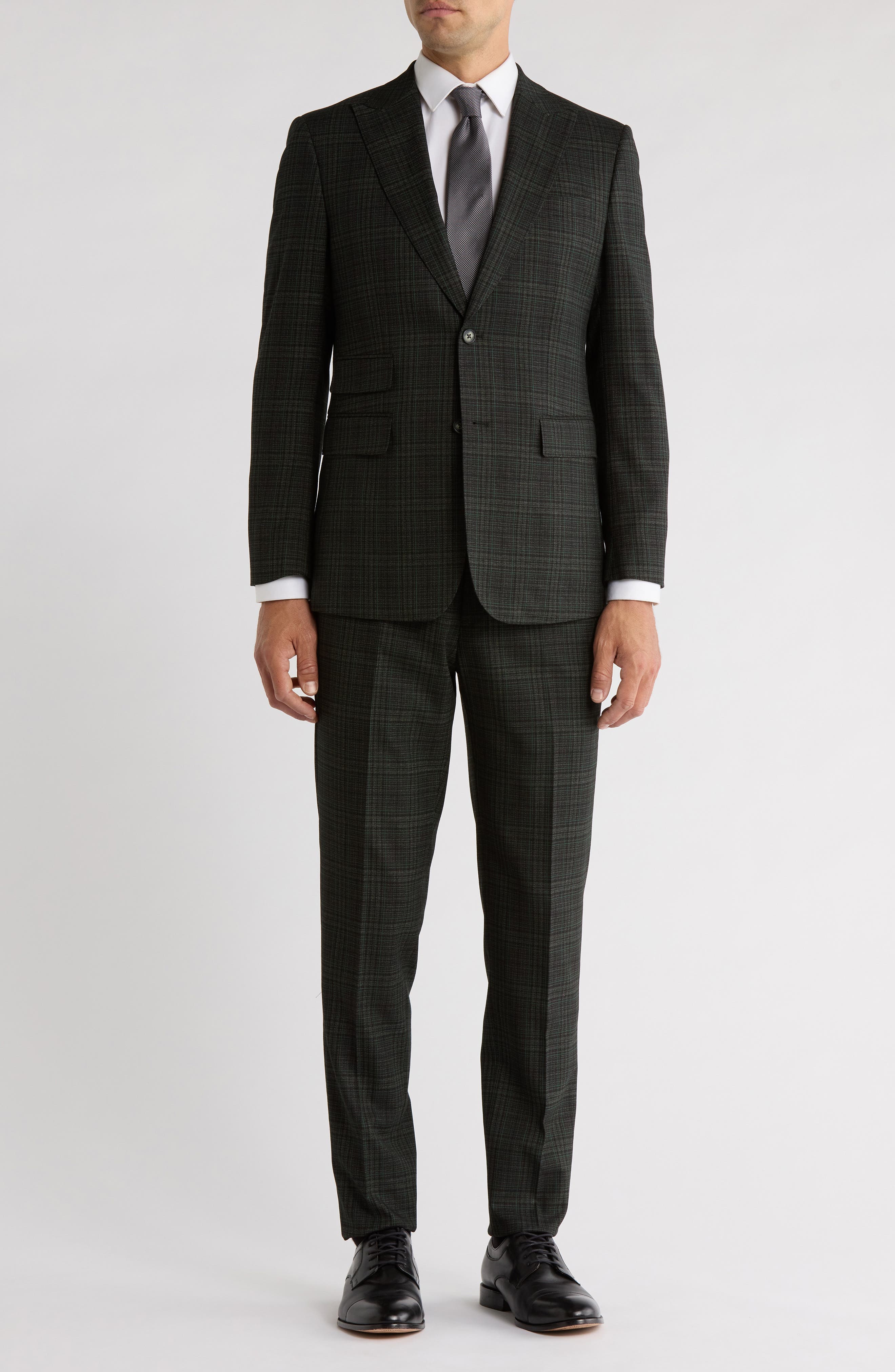 English Laundry Trim Fit Plaid Two-Piece Suit