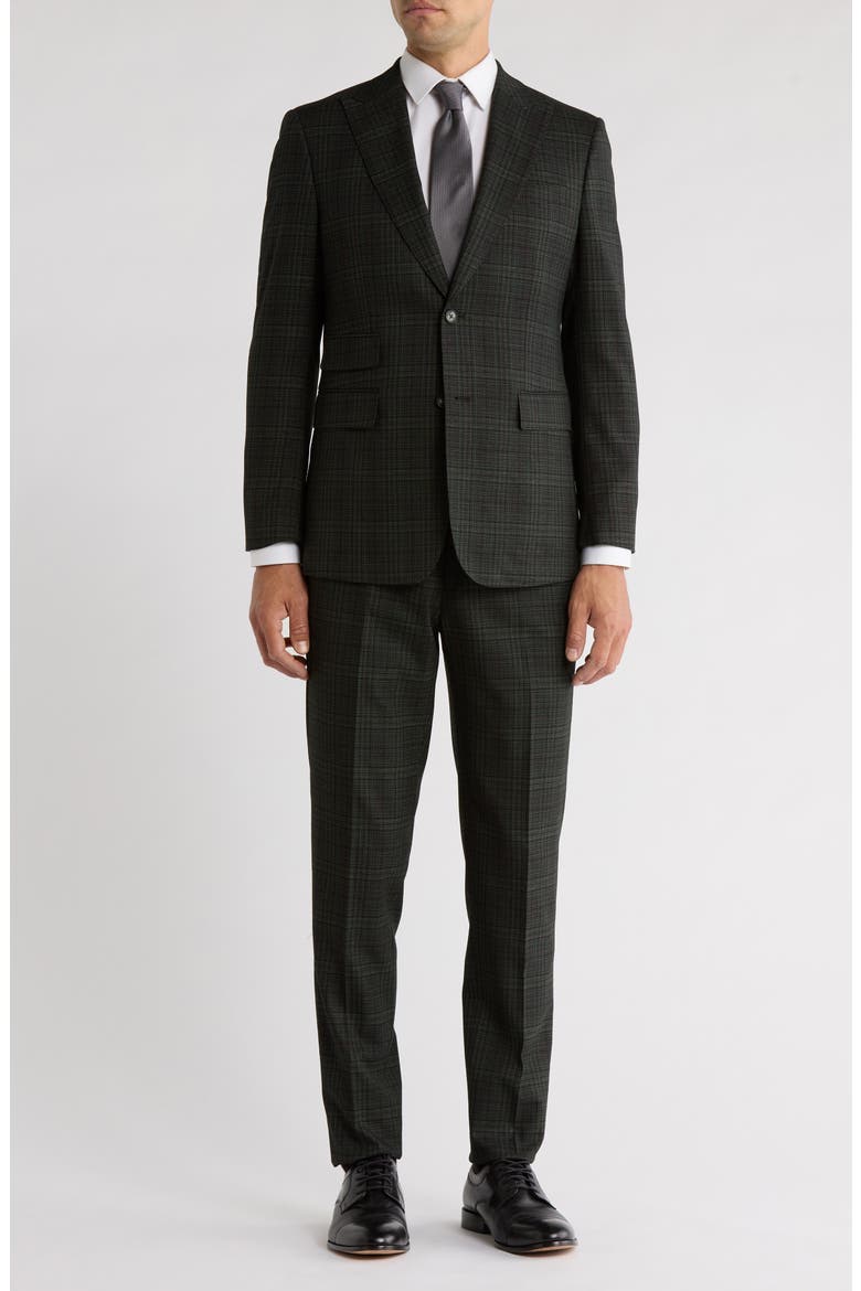 Trim Fit Plaid Two-Piece Suit, Main, color, GREEN