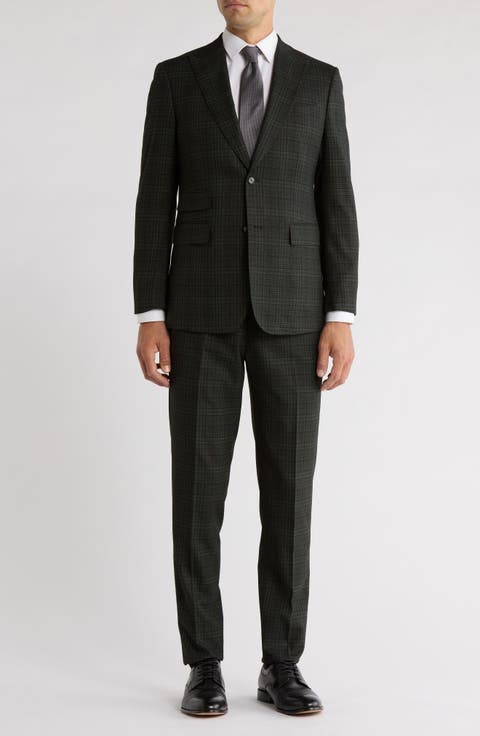 Trim Fit Plaid Two-Piece Suit