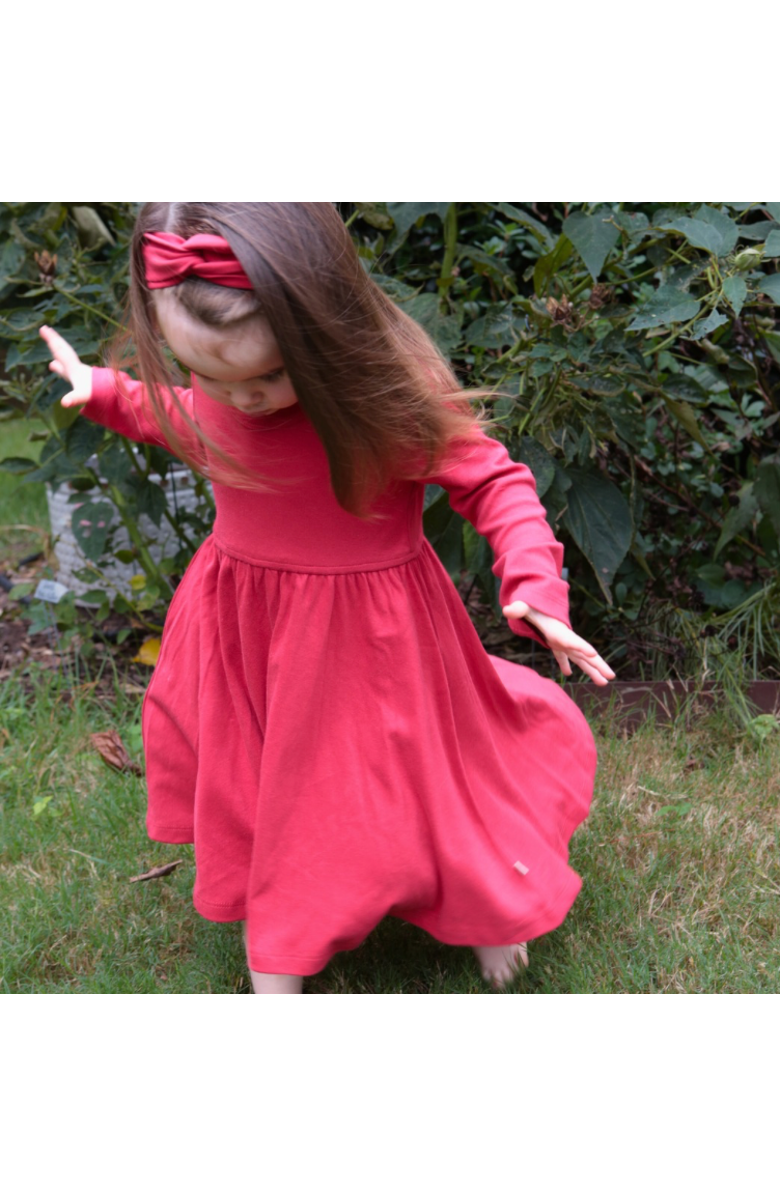 Finn + Emma Organic Twirl Dress I Scarlet Red for Baby or Toddler, Alternate, color, Scarlet Red