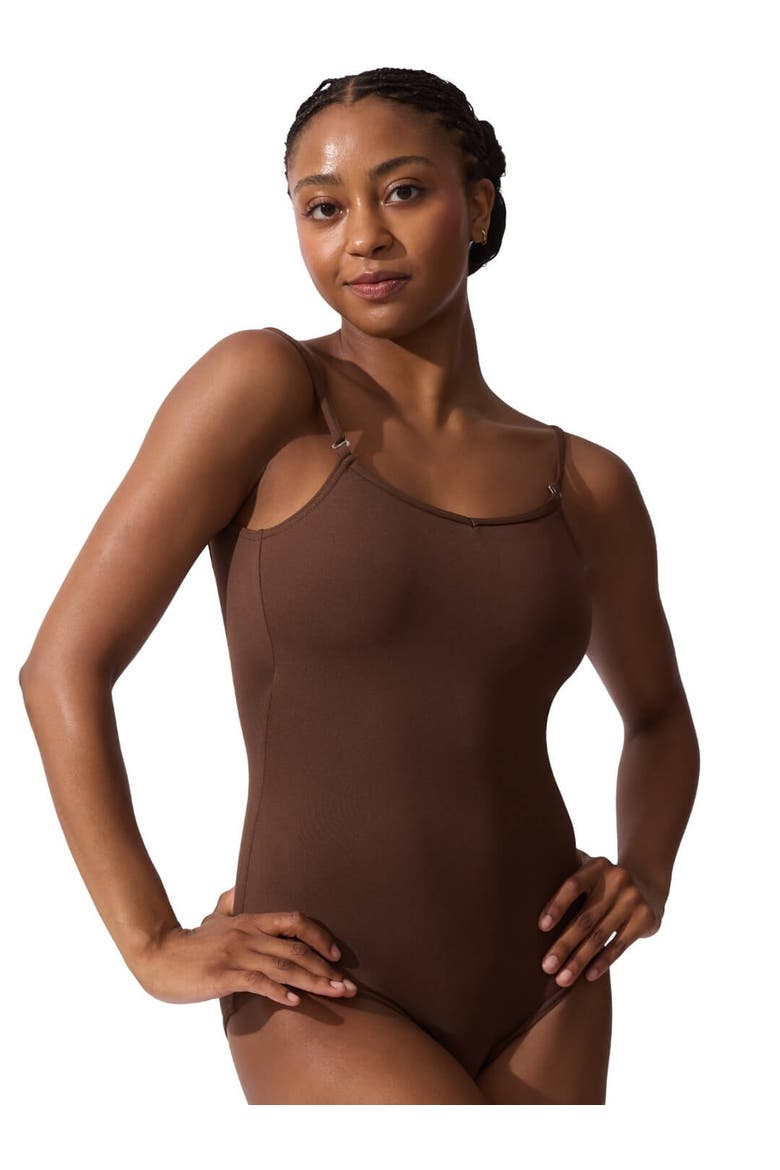 Team Basics Camisole Leotard w/ Adjustable Straps, Main, color, dark brown