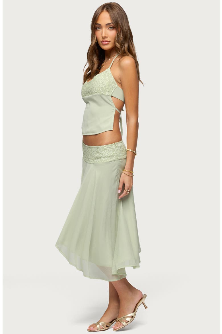 Evia Lace Trim Tie Back Halter Top, Alternate, color, SAGE