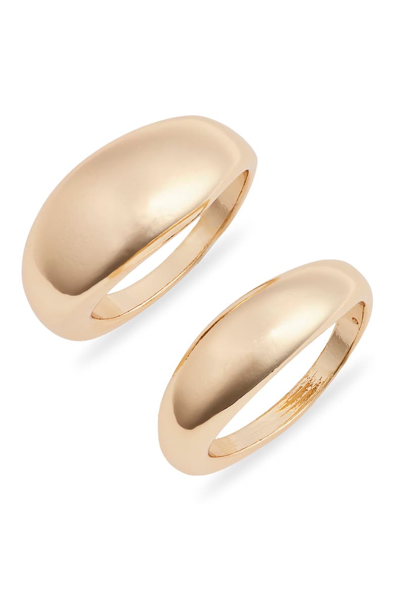 Set of Two Domed Rings, Main, color, GOLD