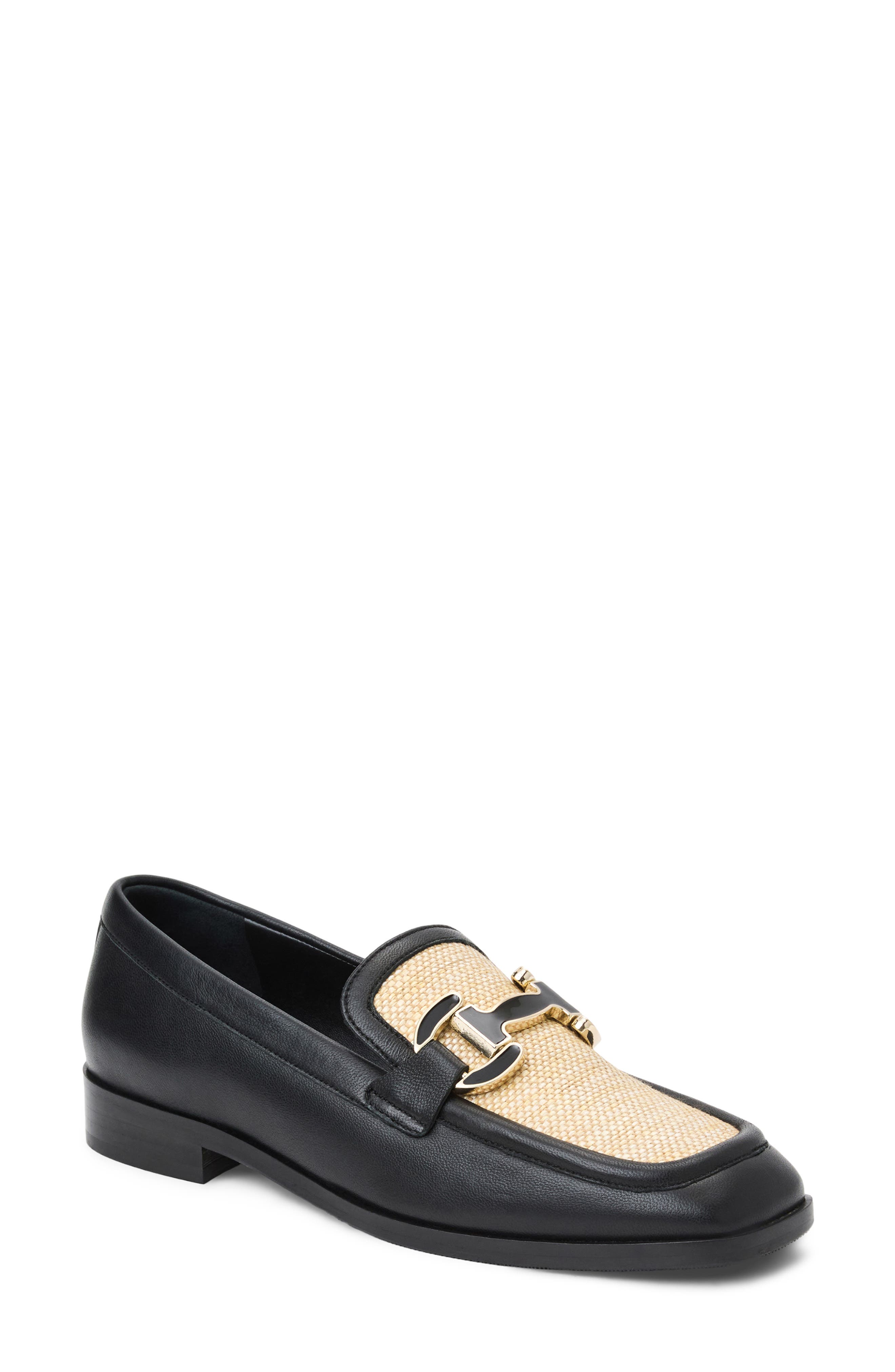 Bruno Magli Natalie Bit Loafer, Main, color, Black Raffia